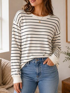 Marled striped sweater